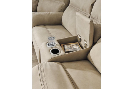 Next-Gen DuraPella Sand Power Reclining Loveseat with Console by Ashley at Eve Furniture