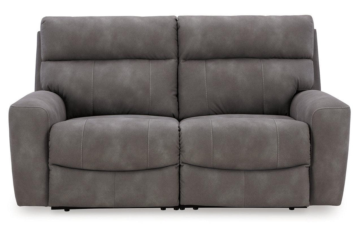 Next-Gen DuraPella Slate 2-Piece Power Reclining Sectional Loveseat by Ashley at Eve Furniture
