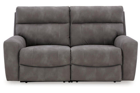 Next-Gen DuraPella Slate 2-Piece Power Reclining Sectional Loveseat by Ashley at Eve Furniture