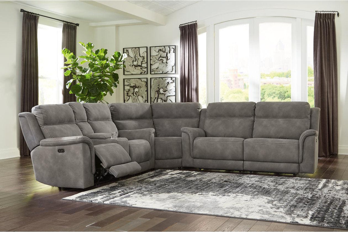 Next-Gen DuraPella Slate 3-Piece Power Reclining Sectional by Ashley at Eve Furniture