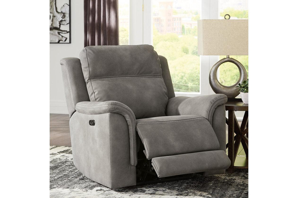 Next-Gen DuraPella Slate Dual Power Performance Fabric Recliner /ADJ Headrest by Ashley at Eve Furniture