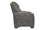 Next-Gen DuraPella Slate Dual Power Reclining Loveseat with Console by Ashley at Eve Furniture
