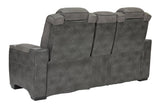 Next-Gen DuraPella Slate Dual Power Reclining Loveseat with Console by Ashley at Eve Furniture