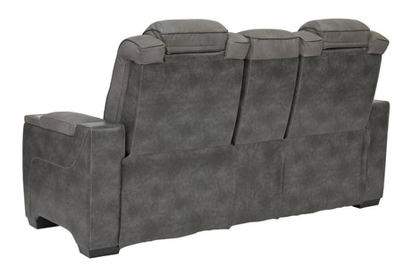 Next-Gen DuraPella Slate Dual Power Reclining Loveseat with Console by Ashley at Eve Furniture