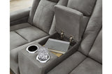 Next-Gen DuraPella Slate Dual Power Reclining Loveseat with Console by Ashley at Eve Furniture
