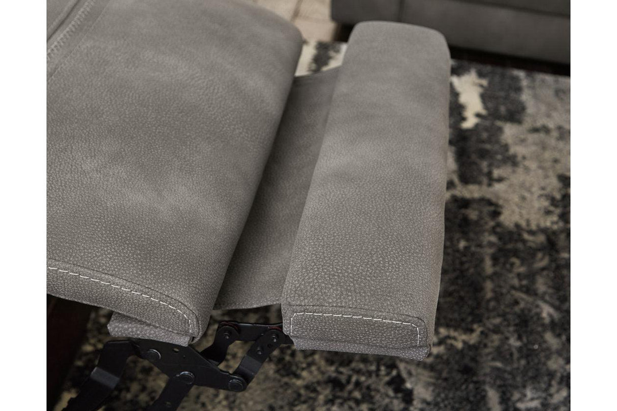 Next-Gen DuraPella Slate Dual Power Reclining Loveseat with Console by Ashley at Eve Furniture