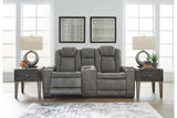 Next-Gen DuraPella Slate Dual Power Reclining Loveseat with Console by Ashley at Eve Furniture