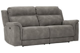 Next-Gen DuraPella Slate Dual Power Reclining Sofa by Ashley at Eve Furniture
