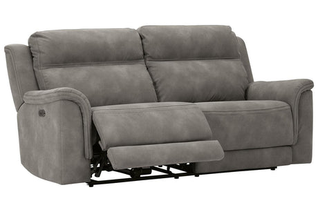 Next-Gen DuraPella Slate Dual Power Reclining Sofa by Ashley at Eve Furniture
