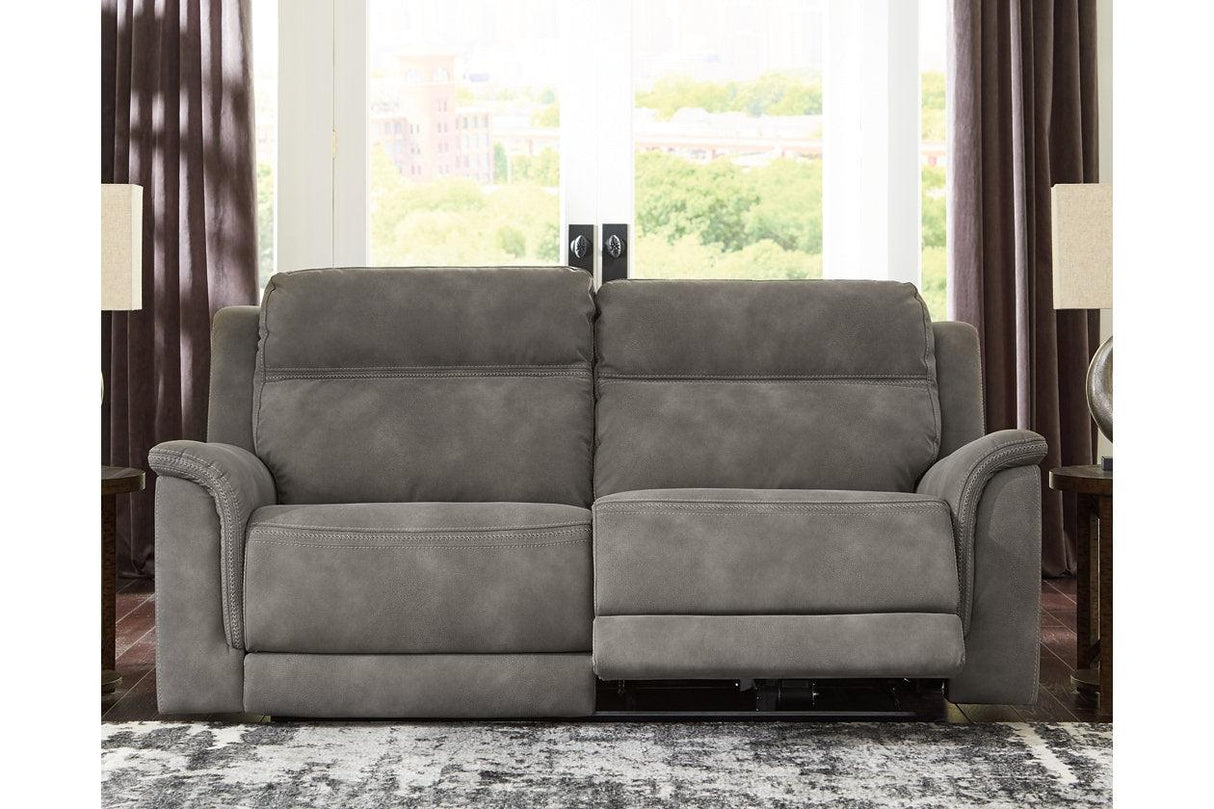 Next-Gen DuraPella Slate Dual Power Reclining Sofa by Ashley at Eve Furniture