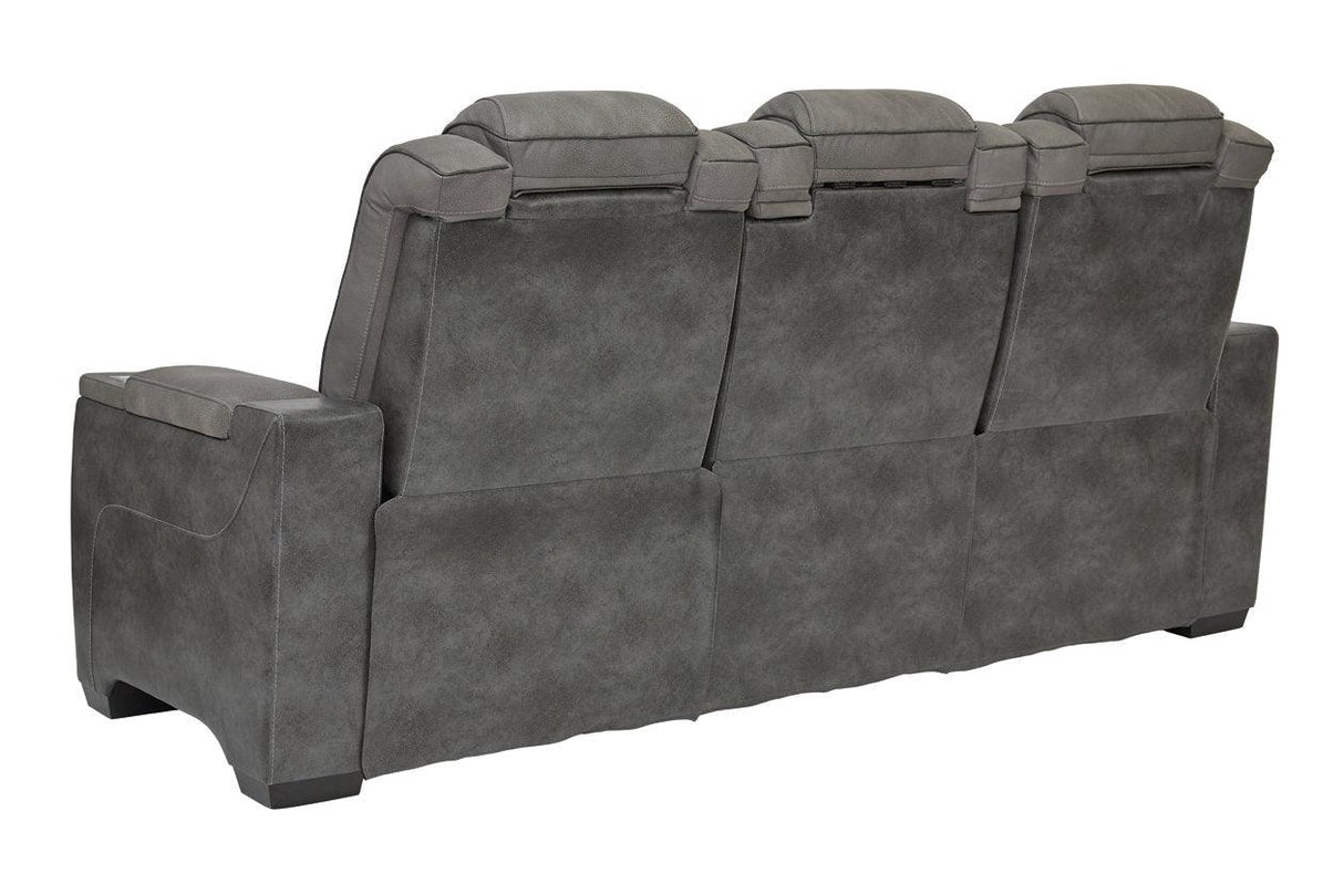 Next-Gen DuraPella Slate Fabric Dual Power Reclining Sofa by Ashley at Eve Furniture