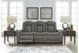 Next-Gen DuraPella Slate Fabric Dual Power Reclining Sofa by Ashley at Eve Furniture