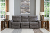 Next-Gen DuraPella Slate Performance Fabric 3-Piece Dual Power Reclining Modular Sofa by Ashley at Eve Furniture