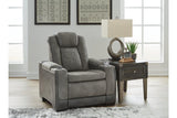 Next-Gen DuraPella Slate Performance Fabric Dual Power Recliner /ADJ Headrest by Ashley at Eve Furniture