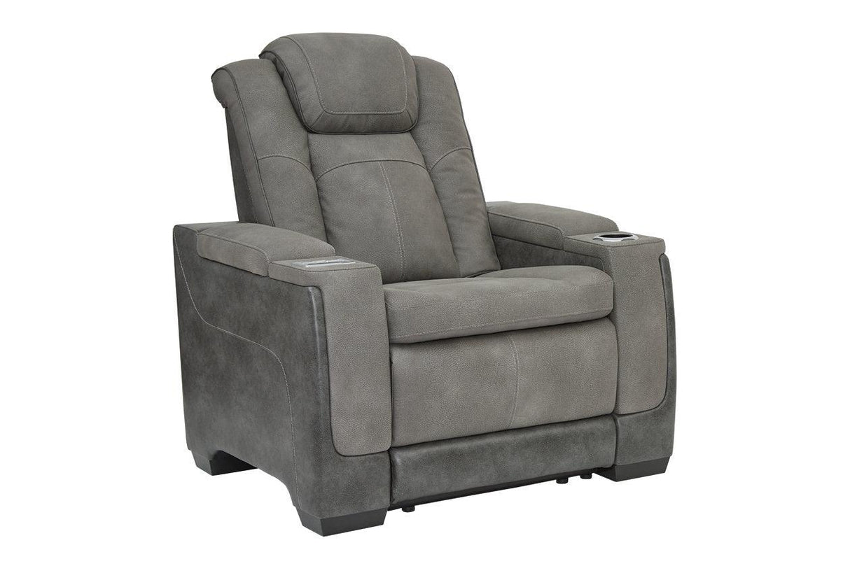 Next-Gen DuraPella Slate Performance Fabric Dual Power Recliner /ADJ Headrest by Ashley at Eve Furniture