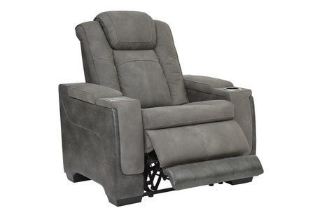 Next-Gen DuraPella Slate Performance Fabric Dual Power Recliner /ADJ Headrest by Ashley at Eve Furniture