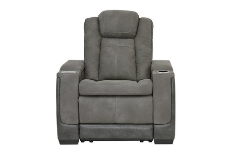 Next-Gen DuraPella Slate Performance Fabric Dual Power Recliner /ADJ Headrest by Ashley at Eve Furniture