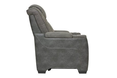 Next-Gen DuraPella Slate Performance Fabric Dual Power Recliner /ADJ Headrest by Ashley at Eve Furniture