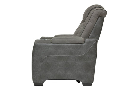 Next-Gen DuraPella Slate Performance Fabric Dual Power Recliner /ADJ Headrest by Ashley at Eve Furniture