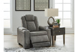 Next-Gen DuraPella Slate Performance Fabric Dual Power Recliner /ADJ Headrest by Ashley at Eve Furniture