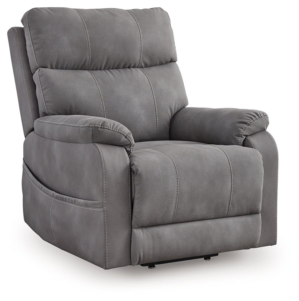 Next-Gen Durapella Slate Power Lift Recliner by ASHLEY FURNITURE at Eve Furniture