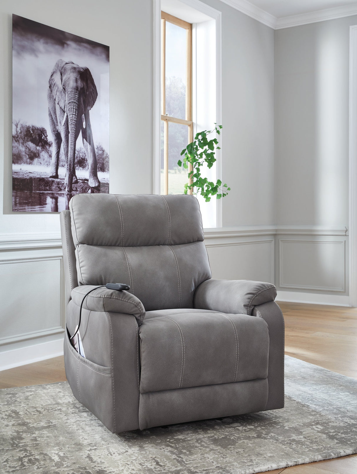 Next-Gen Durapella Slate Power Lift Recliner by ASHLEY FURNITURE at Eve Furniture