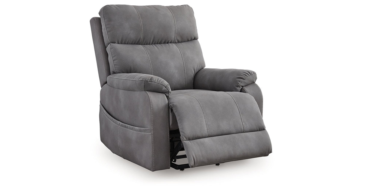 Next-Gen Durapella Slate Power Lift Recliner by ASHLEY FURNITURE at Eve Furniture