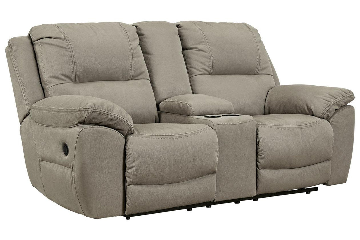 Next-Gen Gaucho Putty Manual Reclining Loveseat with Console by Ashley at Eve Furniture