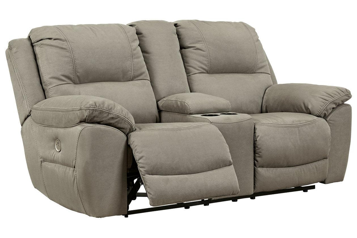 Next-Gen Gaucho Putty Power Reclining Loveseat with Console by Ashley at Eve Furniture