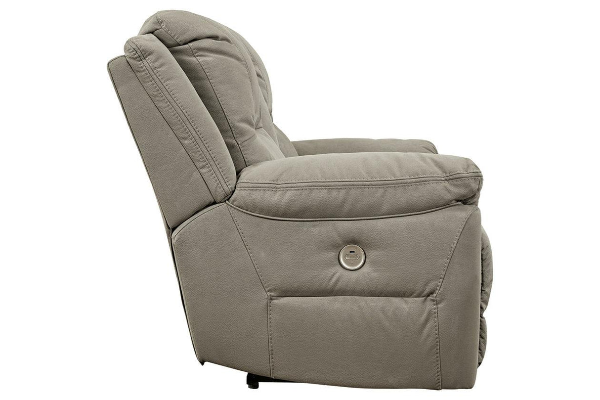 Next-Gen Gaucho Putty Power Reclining Loveseat with Console by Ashley at Eve Furniture