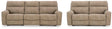 Next-Gen Sand DuraPella Power Reclining Sofa & Loveseat by Ashley at Eve Furniture