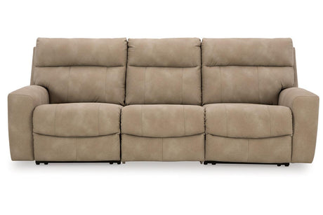 Next-Gen DuraPella Sand Performance Fabric 3-Piece Dual Power Reclining Modular Sofa by Ashley at Eve Furniture