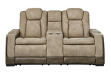 Next-Gen DuraPella Sand Dual Power Reclining Loveseat with Console by Ashley at Eve Furniture
