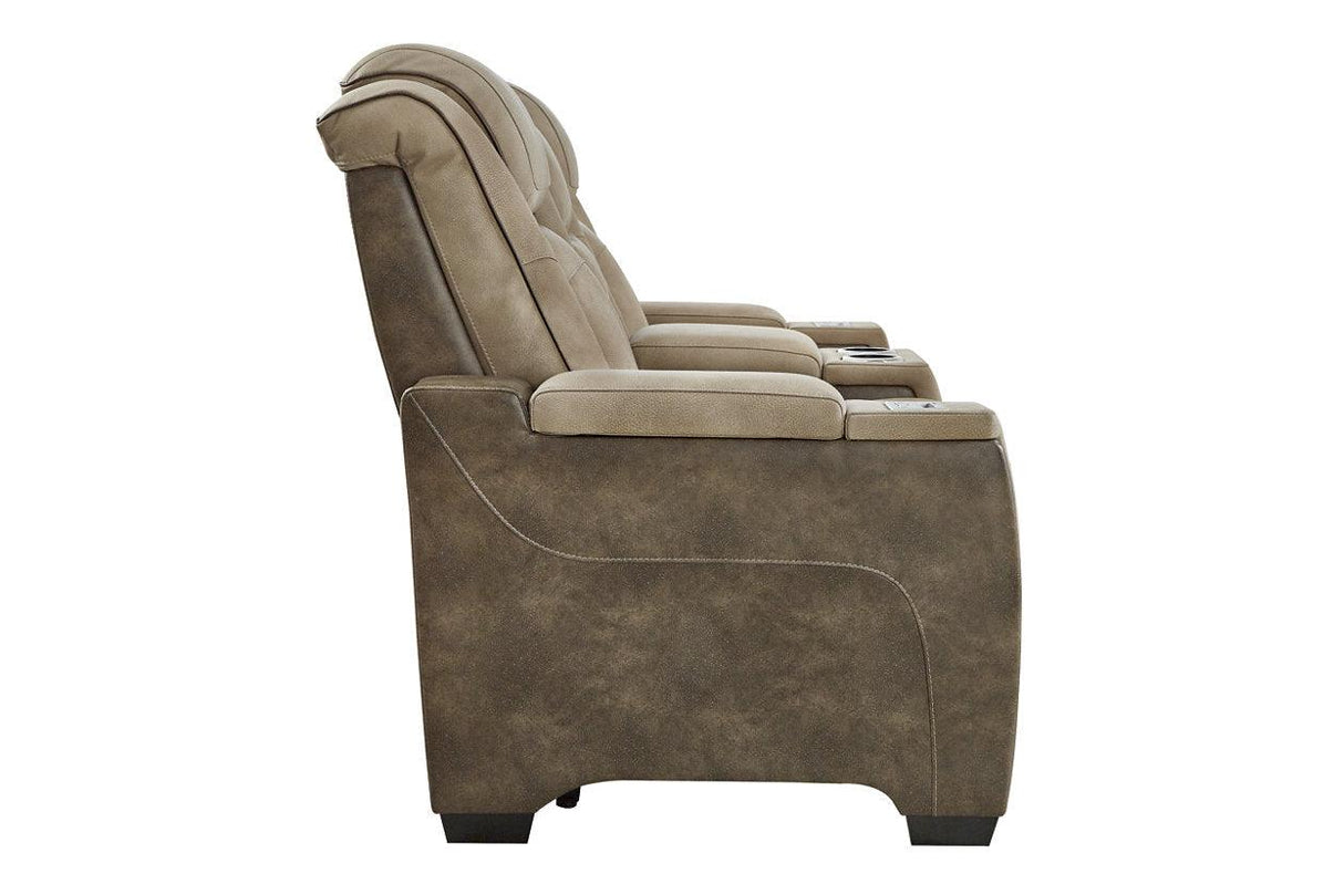 Next-Gen DuraPella Sand Dual Power Reclining Loveseat with Console by Ashley at Eve Furniture