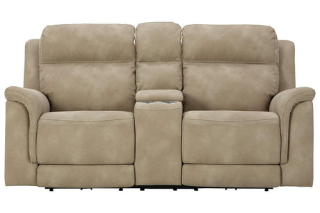 Next-Gen DuraPella Sand Power Reclining Loveseat with Console by Ashley at Eve Furniture