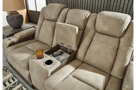 Next-Gen DuraPella Sand Dual Power Reclining Loveseat with Console by Ashley at Eve Furniture