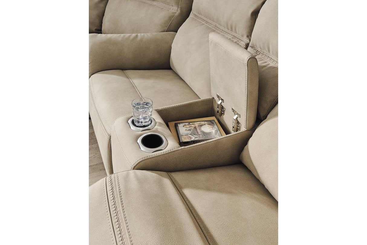 Next-Gen DuraPella Sand Power Reclining Loveseat with Console by Ashley at Eve Furniture
