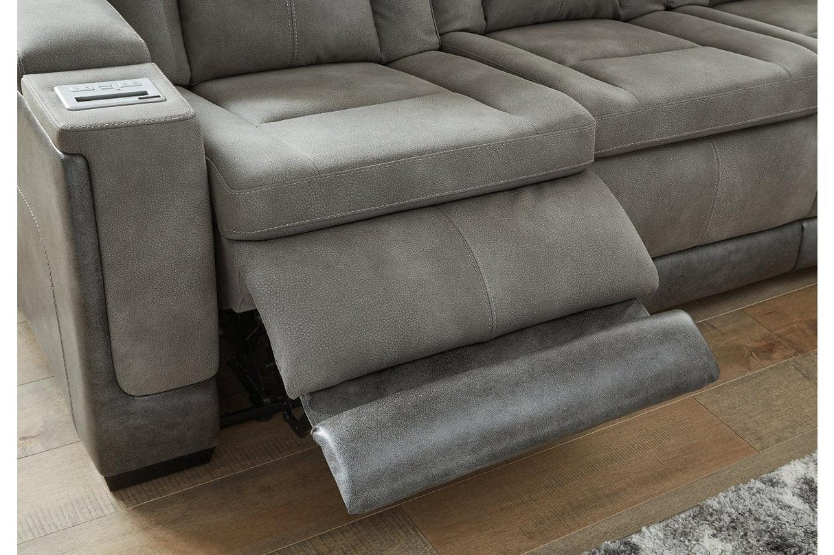 Next-Gen DuraPella Slate Dual Power Reclining Loveseat with Console by Ashley at Eve Furniture