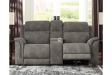Next-Gen DuraPella Slate Dual Power Reclining Loveseat with Console by Ashley at Eve Furniture
