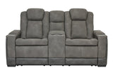 Next-Gen DuraPella Slate Dual Power Reclining Loveseat with Console by Ashley at Eve Furniture
