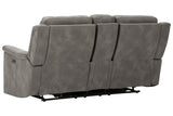 Next-Gen DuraPella Slate Dual Power Reclining Loveseat with Console by Ashley at Eve Furniture
