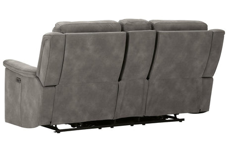 Next-Gen DuraPella Slate Dual Power Reclining Loveseat with Console by Ashley at Eve Furniture