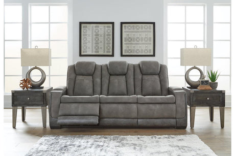 Next-Gen DuraPella Slate Fabric Dual Power Reclining Sofa by Ashley at Eve Furniture