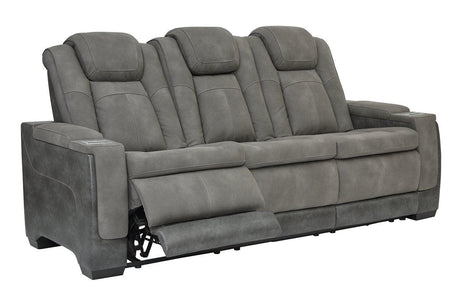Next-Gen DuraPella Slate Fabric Dual Power Reclining Sofa by Ashley at Eve Furniture