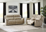 Next-Gen DuraPella Sand Performance Fabric Dual Power Reclining Sofa and Loveseat by Ashley at Eve Furniture