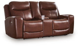 Next Move Mahogany Power Reclining Loveseat with Console by Ashley at Eve Furniture
