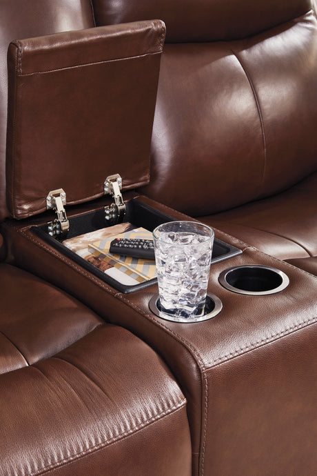 Next Move Mahogany Power Reclining Sofa and Loveseat by Ashley at Eve Furniture