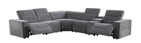 Nexus Dark Grey Fabric Power Reclining Sectional by New Era Innovations at Eve Furniture