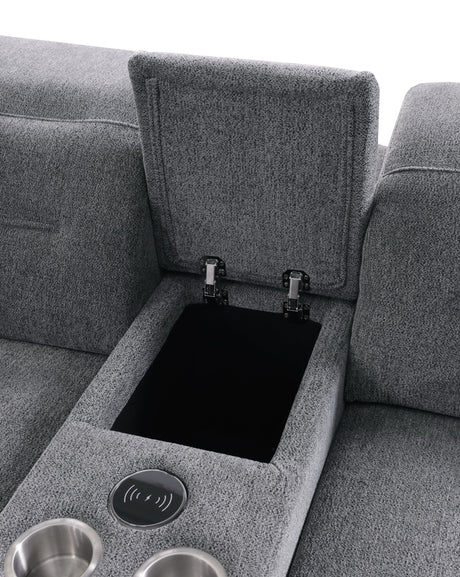 Nexus Dark Grey Fabric Power Reclining Sectional by New Era Innovations at Eve Furniture