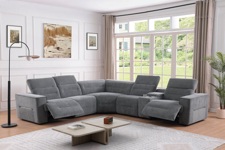 Nexus Dark Grey Fabric Power Reclining Sectional by New Era Innovations at Eve Furniture